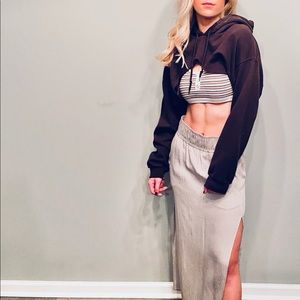 Vintage Cut Super Crop Chocolate Navy Hoodie